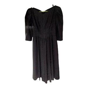 1980's VINTAGE Petite Lanz Black Brocade Drop Gothic Prom Party Dress size 4 AC1